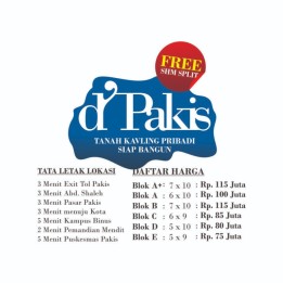 Tanah kavling termurah siap bangun di d pakis