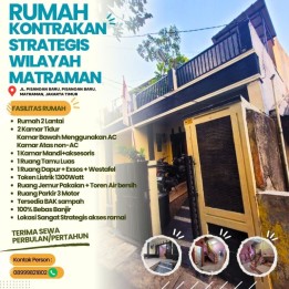 Rumah diKontrakan 2 lantai bebas banjir Wilayah Pisangan Baru Matraman Jaka