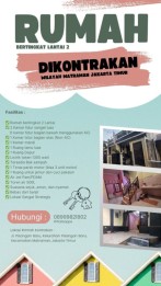 Rumah diKontrakan 2 lantai bebas banjir Wilayah Pisangan Baru Matraman Jaka