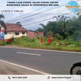 Tanah poros jalan luas dan strategis di Donowarih Karangploso
