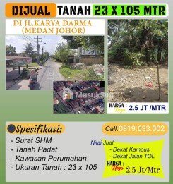 DIJUAL TANAH DI MEDAN JOHOR Jl.Karya Darma