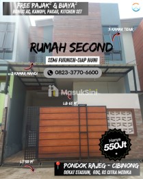 RUMAH BU 2 LANTAI SIAP HUNI SEMI FURNITURE FREE