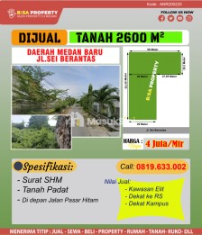 Dijual Tanah Jl. Sei Brantas Medan Baru (Dekat