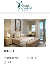 Dijual Unit Apartemen Grand Central Bogor (GCB) Studio Full Furnished