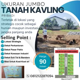 DIJUAL TANAH KAVLING PRIBADI LOKASI PAKIS - HARGA 90 JUTAAN