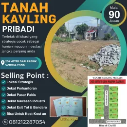 TANAH KAVLING PRIBADI DEKAT PASAR PAKIS - HARGA 90 JUTAAN