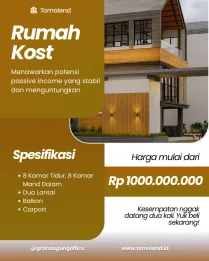 Kost Eksklusif 8 Kamar Dijual di Malang Dekat Universitas Brawijaya 1M