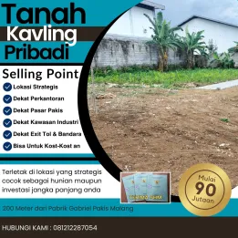 TANAH KAVLING PRIBADI DEKAT PASAR PAKIS - HARGA 90 JUTAAN