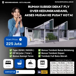 RUMAH SUBSIDI MURAH SIAP HUNI 2 KT 1KM LOKASI BURING - HARGA 225 JUTA
