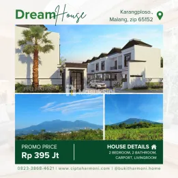 Rumah Vila 2 lantai dekat Kota Batu di Karangploso