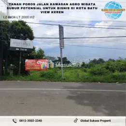 Tanah murah poros jalan di kawasan Kusuma agro wisata Batu