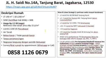 Dijual Rumah Strategis Tanjung Barat Jagakarsa TB Simatupang Nego BU