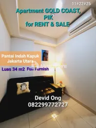 Disewakan Apartemen Gold Coast PIK Luas 34 m2, Jakarta Utara