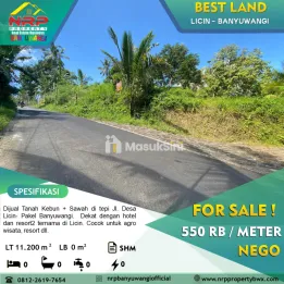 Dijual Tanah Kebun Tepi Jalan Licin - Banyuwangi