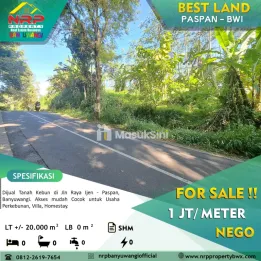 Dijual Tanah di jalan utama Ijen - Paspan Banyuwangi
