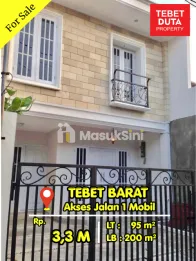 Dijual Cepat Rumah Tebet Barat Bagus & Siap Huni 2 Lantai Jalan 1 Mobil