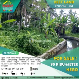 Dijual tanah kebun 2,6 hektar harga 90 ribu/meter di Kabat Banyuwangi