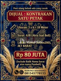 Dijual : Kontrakan Satu Petak