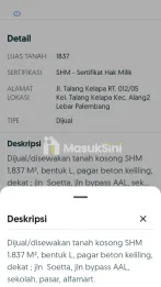 tanah yang luas di kota palembang